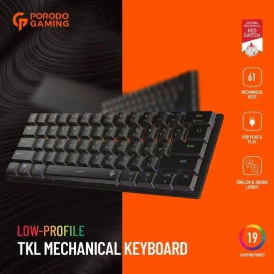 Porodo Gaming Low-Profile TKL Mechanical Keyboard - Black